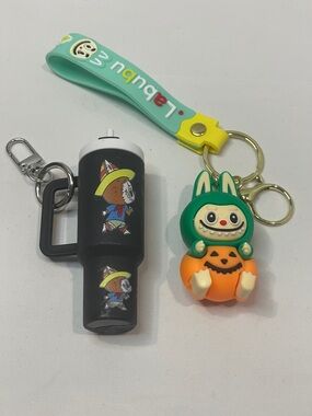 Labubu Monster and Tumbler Keychain/Bag Charm Set